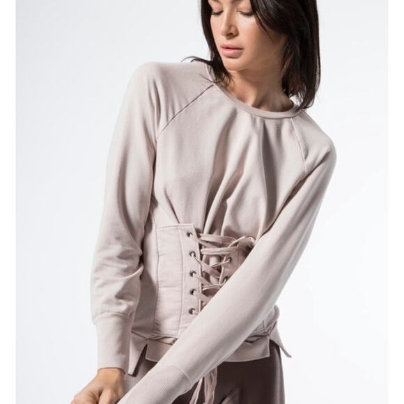 NSF SZ Small S Trinity Corset Lace-Up Pullover Sweatshirt - Picture 2 of 8